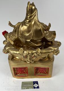 Gilt Painted Buddhist Sculpture of Seated Guan Gong, God of Wealth. 