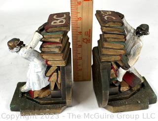 Man with Falling Book Stack K&O Co. Bookends. 5 1/2" T.