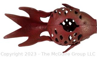 Vintage Japanese Red Cast Iron Koi Fish Lantern