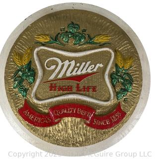 Miller High Life Beer Sign.  14" diameter