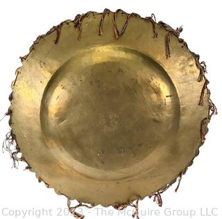 Chinese Brass Tray with Thread Tassel Edging and Chop Marks. 24" in diameter. 