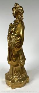 Gilt Painted Ceramic Chinese Empress Statue.  16" tall. 