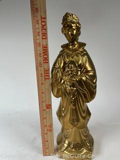 Gilt Painted Ceramic Chinese Empress Statue.  16" tall. 