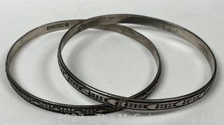 Two (2) Vintage Danecraft Felch Sterling Silver Bangle Bracelets