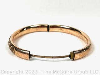 Steel Reinforced Victorian 10k Gold Ornate Repousse Hinged Bangle Bracelet. Total Weight 17.4g (Note: Information added to description Feb 28, 12:58pm ET)