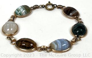 Egyptian Revival Hardstone Scarab Bracelet