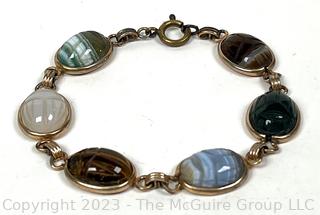 Egyptian Revival Hardstone Scarab Bracelet