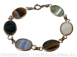 Egyptian Revival Hardstone Scarab Bracelet