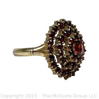 Faceted Bohemian Garnet Cluster Ring. Marked 900 