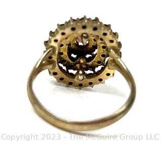 Faceted Bohemian Garnet Cluster Ring. Marked 900 