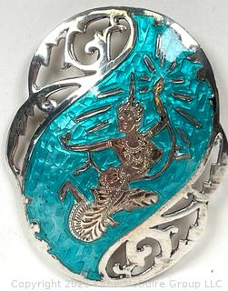 Siam Sterling Silver Enamel Dancer Brooch