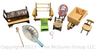 Group of Doll House Furniture and Utensils