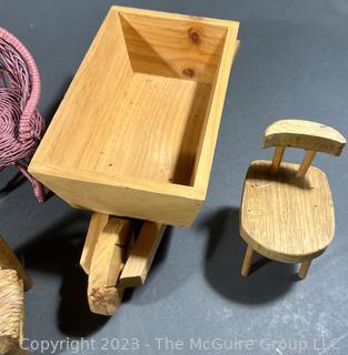 Group of Doll House Furniture and Utensils