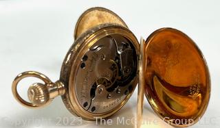 Ladies Elgin Pocket Watch in 14K Gold Fancy Case. 38g total weight