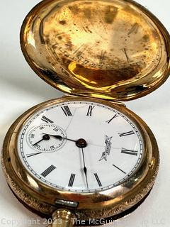 Ladies Elgin Pocket Watch in 14K Gold Fancy Case. 38g total weight