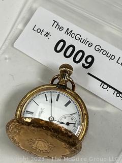 Ladies Elgin Pocket Watch in 14K Gold Fancy Case. 38g total weight