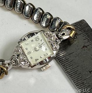 Bulova Ladies La Petite 23 Jewel 14k White Gold Wrist Watch. 14.6g Total Weight 