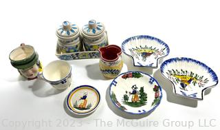 Group of Hand Painted Porcelain Including  Henriot Faience Quimper and PV Parry & Vieille Limoges, France.