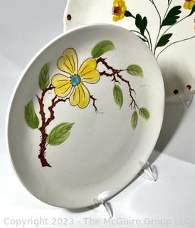 Five (5) Hand Painted Porcelain Plates and Platters in Dogwood Pattern