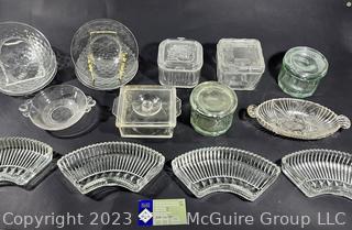 Group of Clear Glass Serving Ware and Storage Containers.