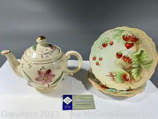 Porcelain Tea Pot and Fruit Plates