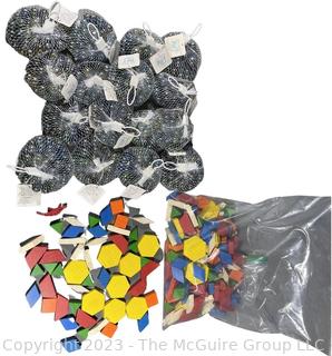 Wooden Pattern Blocks And Unopened Marbles