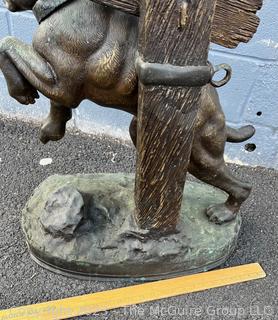 Cast Bronze Mastiff on a Chain entitled "Passez au Large" by Charles Valton.  Original Chain Missing.  26" tall. 