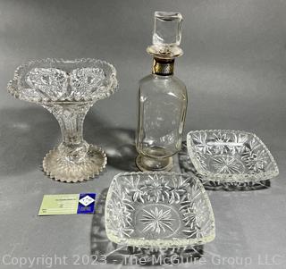 Four (4) Pieces of Clear Crystal Glass Ware