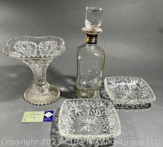 Four (4) Pieces of Clear Crystal Glass Ware