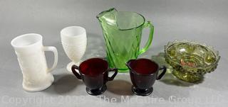 Collection of Colored Glass Ware. 