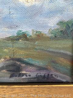 Framed Oil On Canvas Of Landscape with Country Road by Artist Lilian Giffen. 14 x 15"