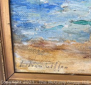 Framed Oil On Board Sea Scape by Artist Lilian Giffen. 18 1/2 x 15".