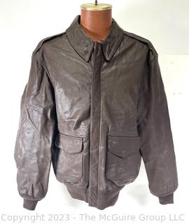 US Air Force Brown Leather Bomber Flight Jacket Made by Cooper Type A2 Size 42L