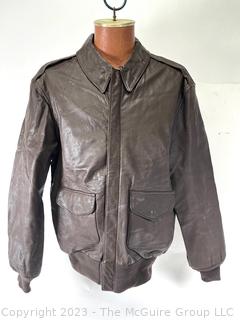 US Air Force Brown Leather Bomber Flight Jacket Made by Cooper Type A2 Size 42L