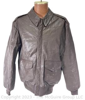 US Air Force Brown Leather Bomber Flight Jacket Made by Cooper Type A2 Size 42L