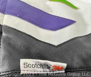 Cirotech HJC Leather Motorcycle Jacket in White Green Purple, Men's Size 44