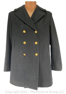 Military Grade Navy Blue Wool Peacoat with Gold Buttons.  Men's Medium Small. 