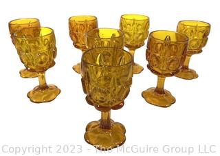 Set of Eight (8) Amber Goblet Drink Glasses