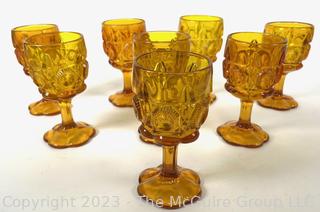 Set of Eight (8) Amber Goblet Drink Glasses