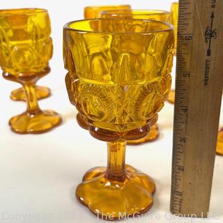 Set of Eight (8) Amber Goblet Drink Glasses