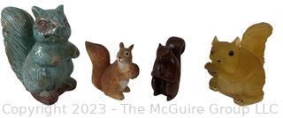 Four (4) Squirrels in Various Materials.