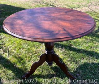 Antique Mahogany Regency Style Round Tilt-Top Pedestal Dining Table.  28" high x 36" in diameter.