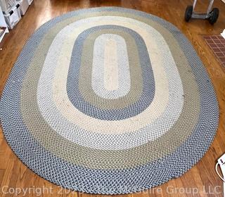 L.L.Bean All Weather Braided Wool Oval Rug in Heather Blue.  8' x 11'