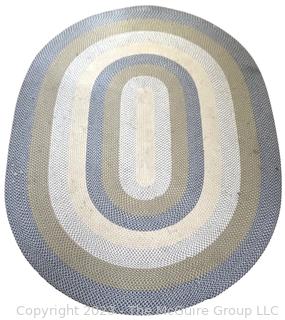 L.L.Bean All Weather Braided Wool Oval Rug in Heather Blue.  8' x 11'