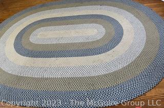 L.L.Bean All Weather Braided Wool Oval Rug in Heather Blue.  8' x 11'