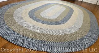 L.L.Bean All Weather Braided Wool Oval Rug in Heather Blue.  8' x 11'