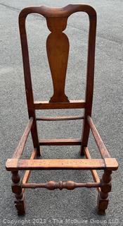 Antique Queen Anne Side Chair with William and Mary Base Circa 1750. Peg Construction.  Missing Seat.