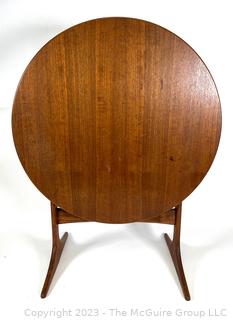 Mid Century Modern Tilting Coffee Table by Sven Engstrom & Gunnar Myrstrand Sweden. 19" tall 24" diameter. (Note: Damage to base of one leg noticed, photos posted at  and posted at 2:33pm ET 2-28)