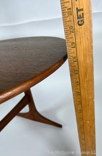 Mid Century Modern Tilting Coffee Table by Sven Engstrom & Gunnar Myrstrand Sweden. 19" tall 24" diameter. (Note: Damage to base of one leg noticed, photos posted at  and posted at 2:33pm ET 2-28)