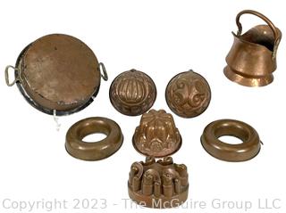 Collection of Antique Copper Molds & Cook Ware.